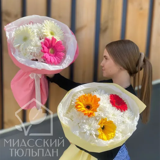 Букет Гербер и хризантем