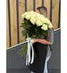 25 белых роз 80 см сорт премиум