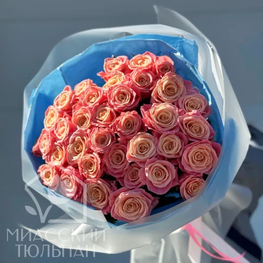 Монобукет роз сорта Miss Piggy