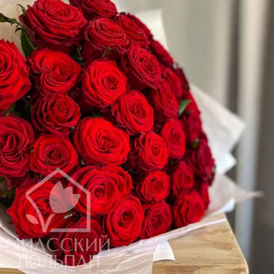 Букет красных роз 35 шт
